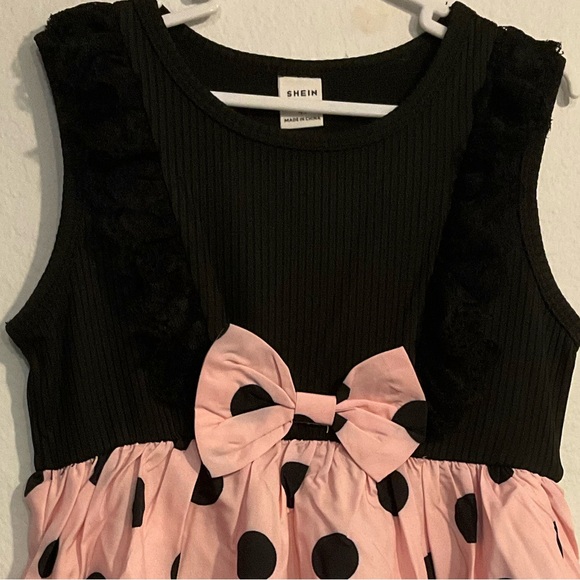NWOT Polka Dot Black and Pink Dress Size 4Y - Picture 3 of 4